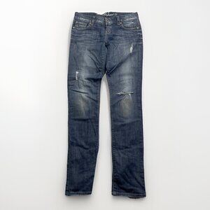 Y2K GUESS Jeans Sz 24 Distressed Low Rise STARLET Skinny Leg Dark Blue